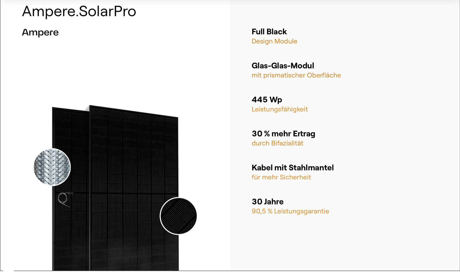 Ampere.SolarPro - Full Black Glas-Glas Solarmodul