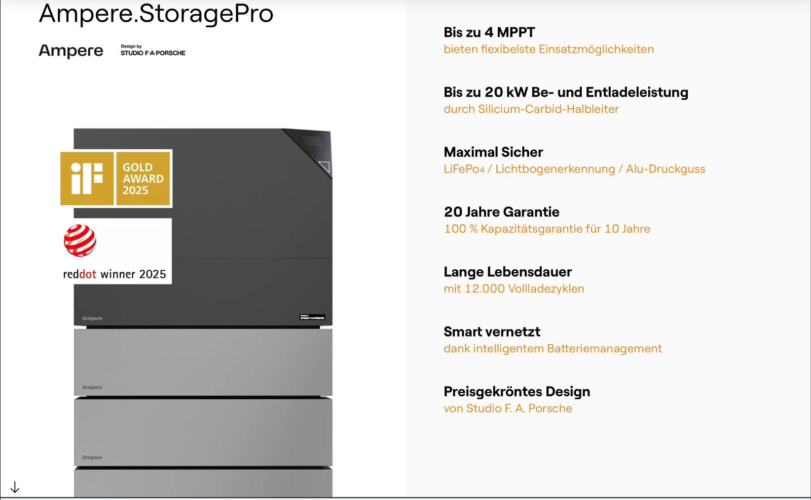 Ampere.StoragePro Stromspeicher - designed by Studio F.A. Porsche